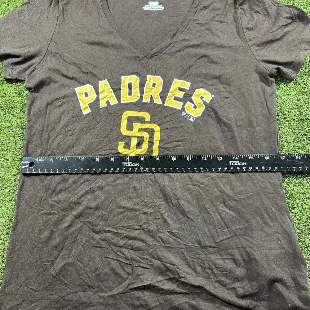 Women's Brown San Diego Padres S Short Sleeve V-Neck T-Shirt NWOT